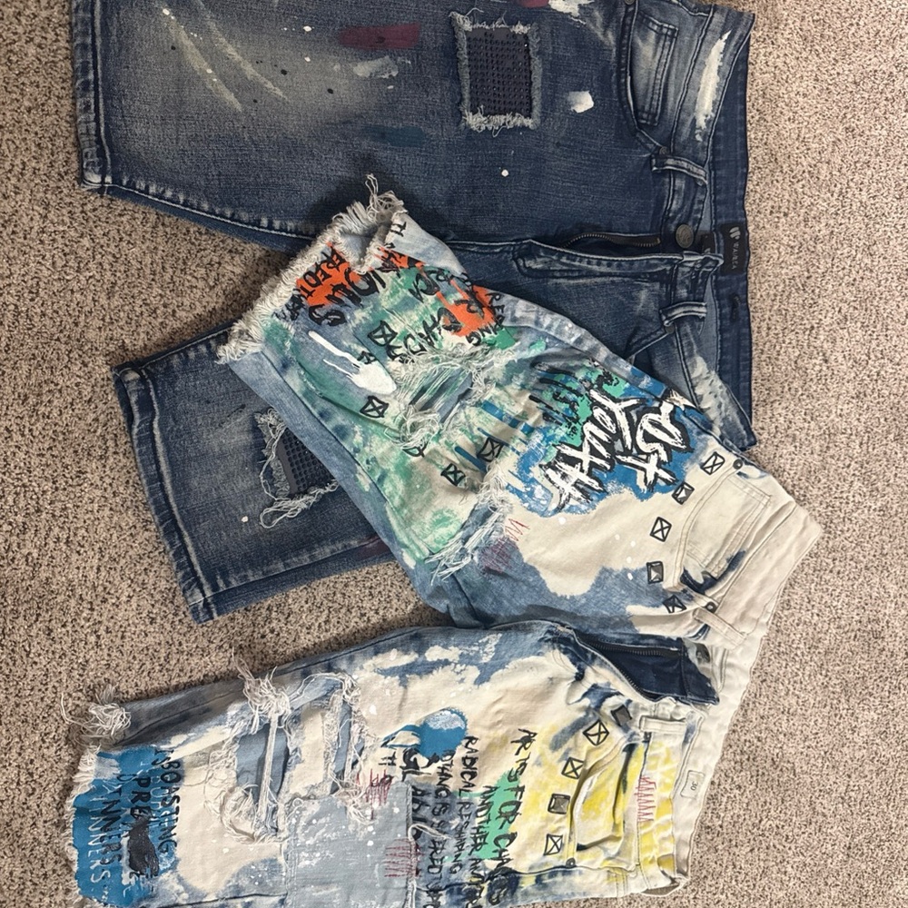 Stylish Blue and Multicolor Jean Shorts